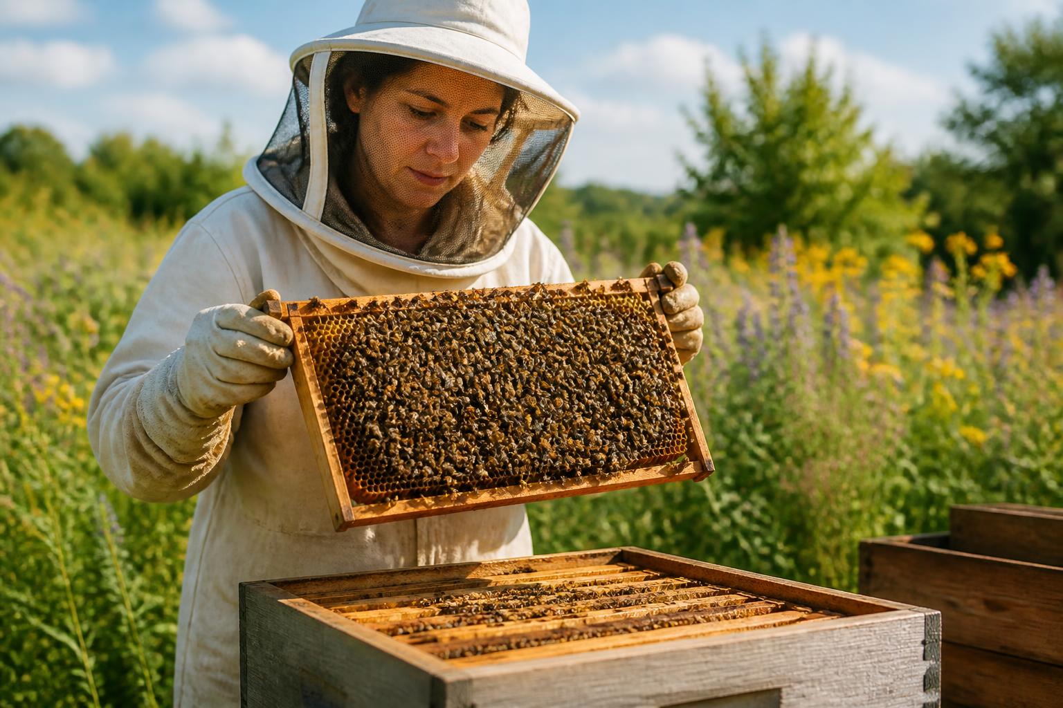 Bees and butterflies in a pollinator conservation enclosure